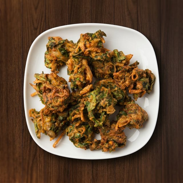 Onion Spinach Pakoda.